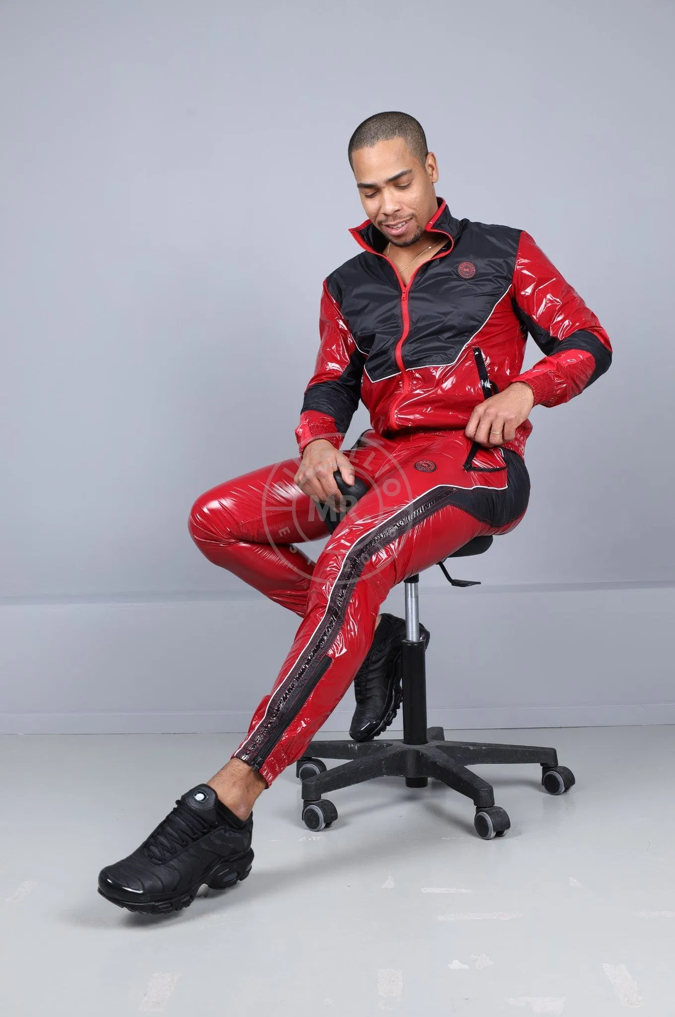 Shiny Nylon 24 Tracksuit Jacket - Red