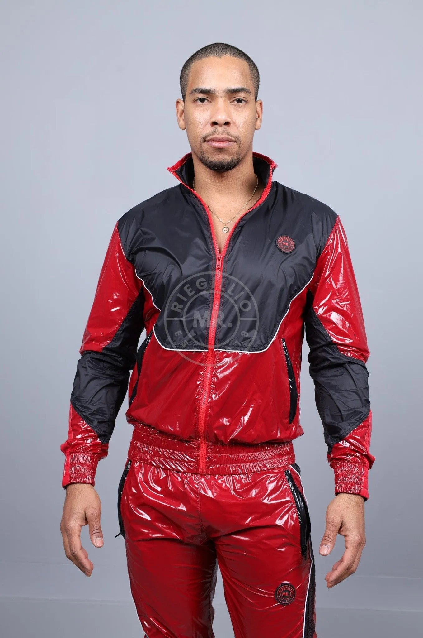 Shiny Nylon 24 Tracksuit Jacket - Red