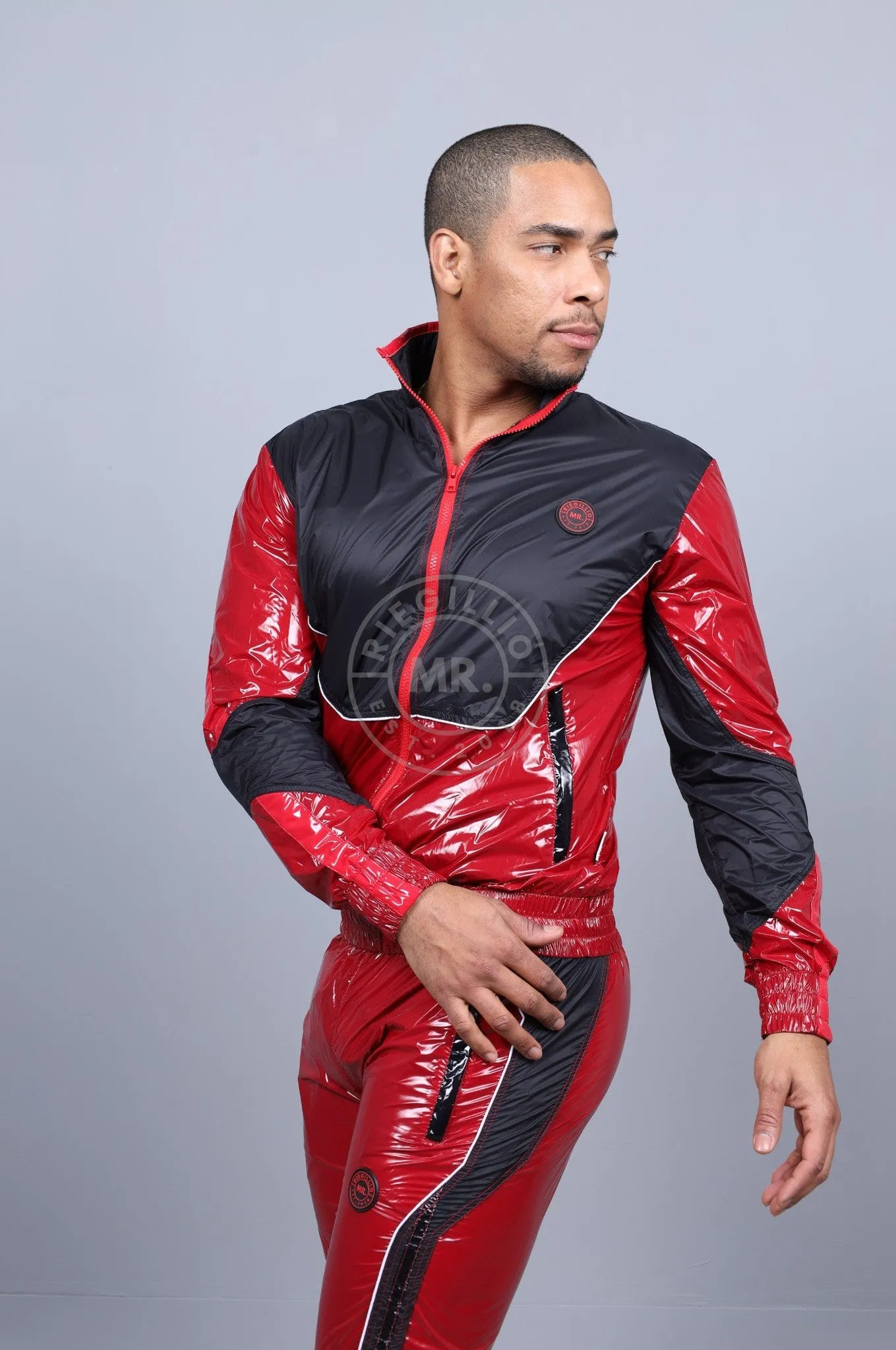 Shiny Nylon 24 Tracksuit Jacket - Red