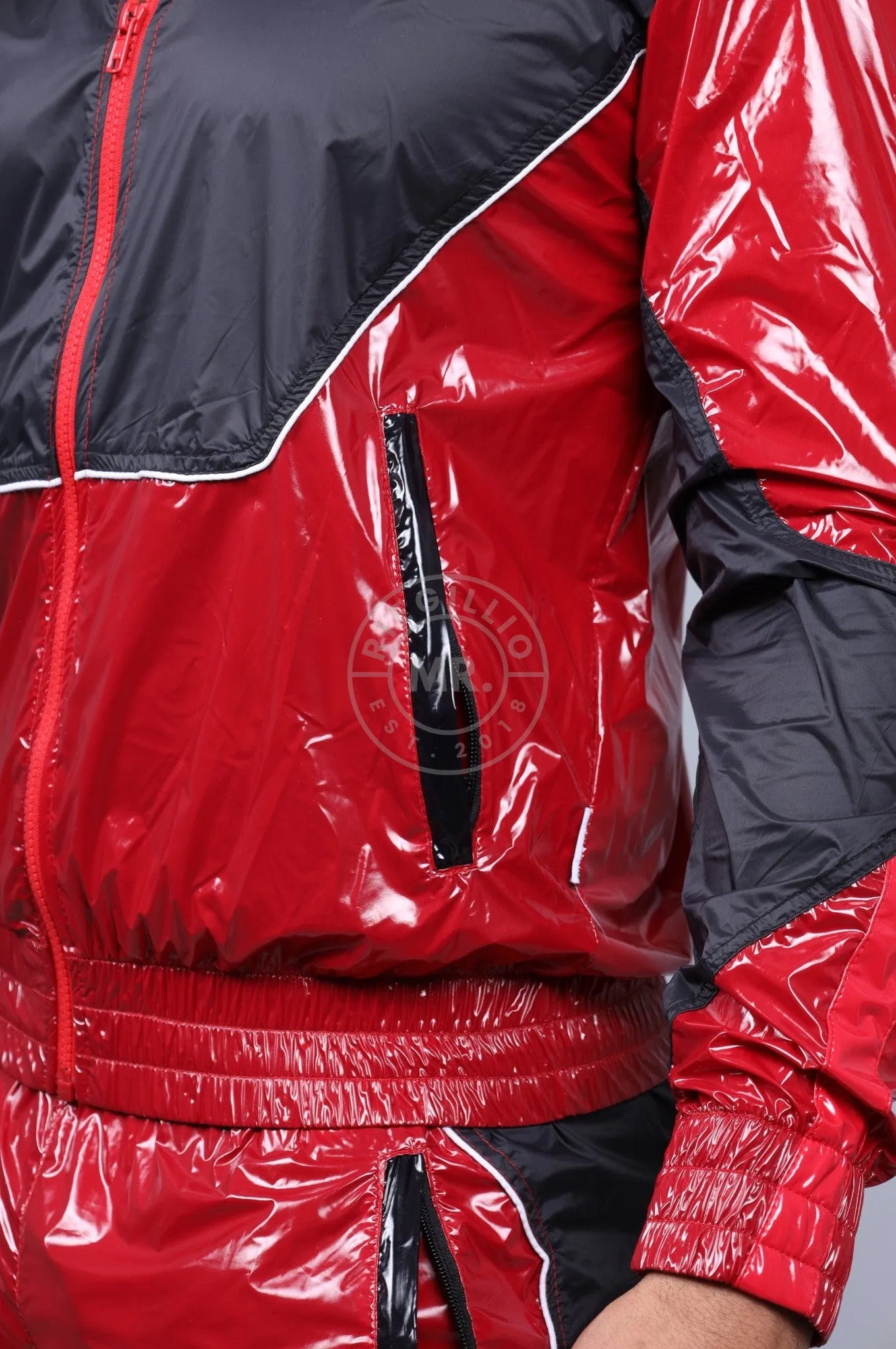 Shiny Nylon 24 Tracksuit Jacket - Red