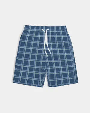 SMF Dark Blue Windowpane Masculine Youth Swim Trunk