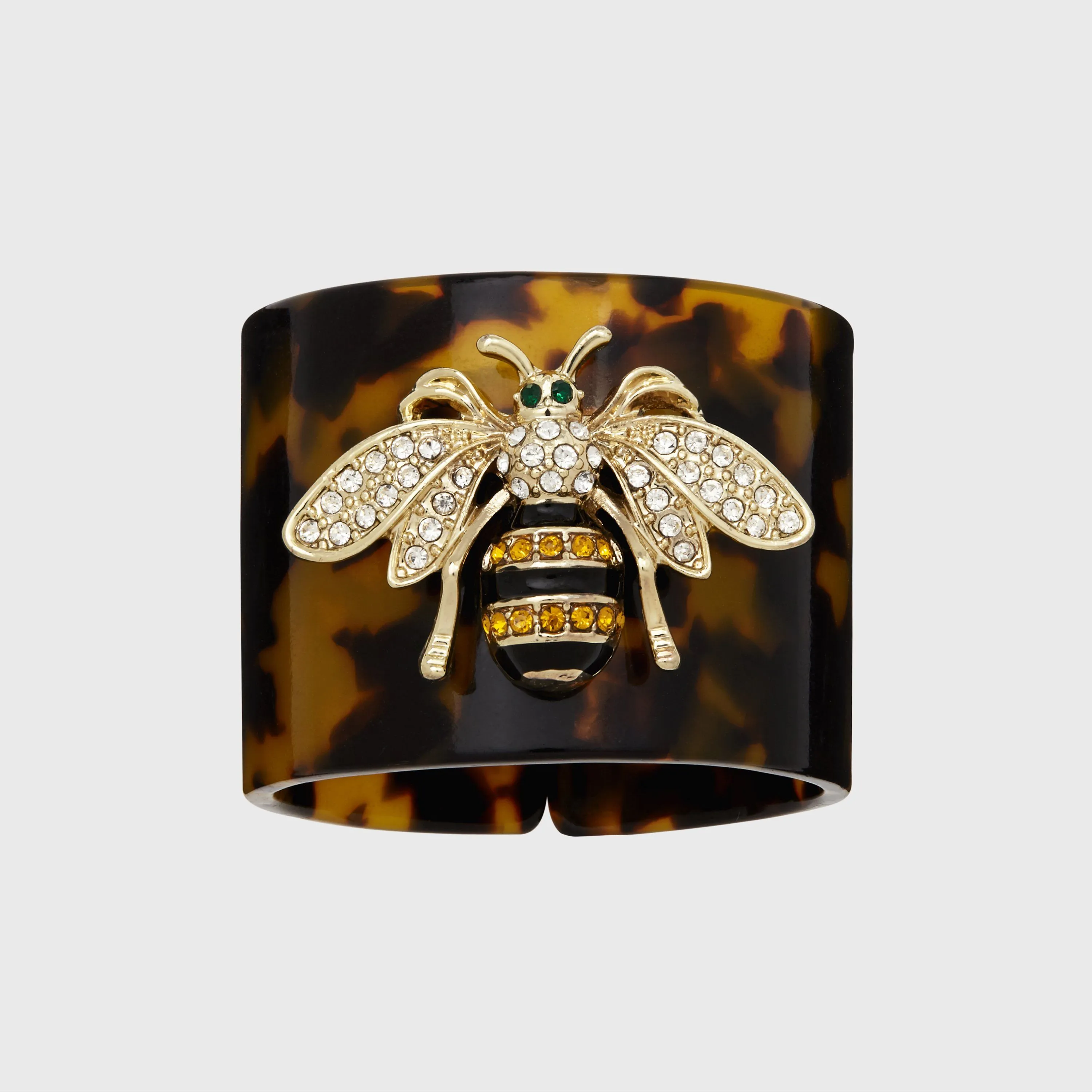 Stripey Bee Resin Napkin Rings, Tortoiseshell, Set of 4