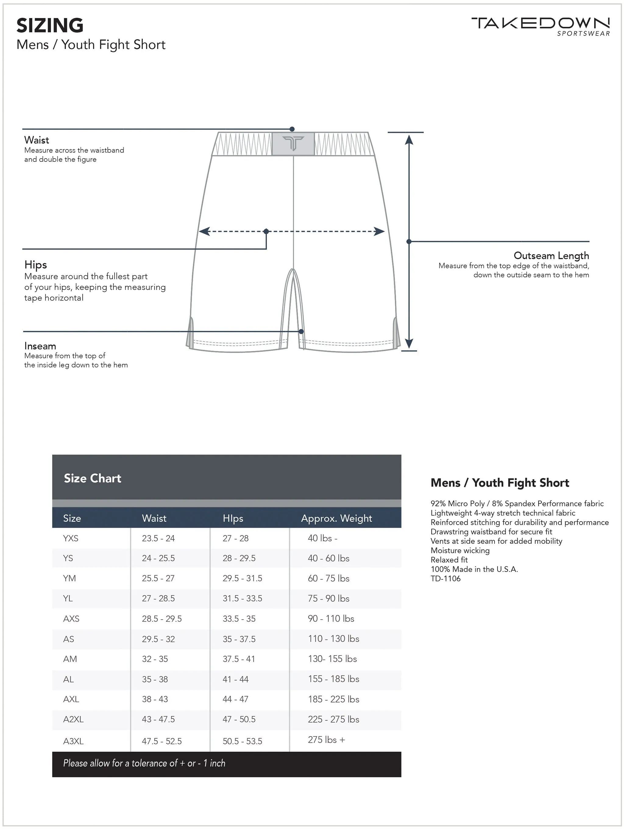 TD-FS-009 360° Custom Fight Shorts (5"&7“ Inseam)