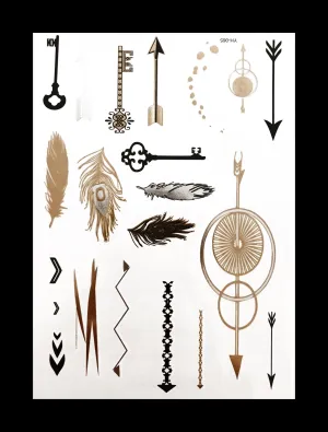 Temporary Flash Tattoos - Transcendence (Metallic Gold, Silver & Black)